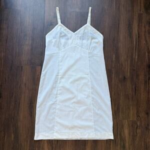 Vintage Sliperfection White Cotton Blend Slip Dress Adjustable Straps Size 36